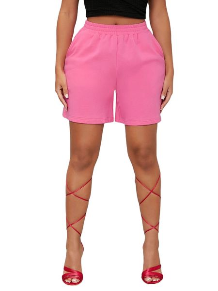 sxy slant pocket elastic waist shorts e9vl#, White;black