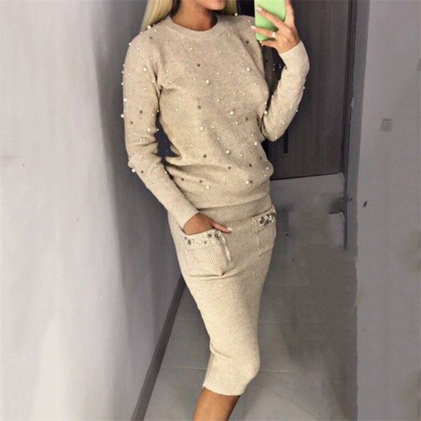 winter autumn sweater set for ladies o neck 2 piece sets womens outfits office lady pullover beading elastic waist knit sweater lj201117, White
winter autumn sweater set for ladies o neck 2 piece sets womens outfits office lady pullover beading elastic waist knit sweater lj201117, White