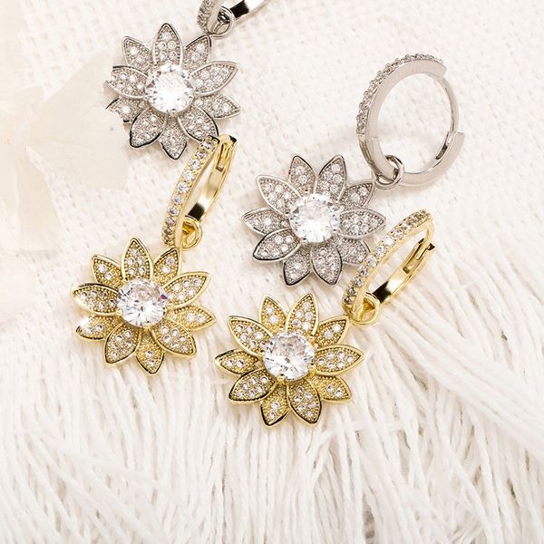sunflower dangle earrings iced out micro pave cubic zirconia cute/romantic jewelry womens engagement gift, Silver
sunflower dangle earrings iced out micro pave cubic zirconia cute/romantic jewelry womens engagement gift, Silver