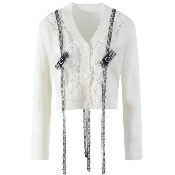 women's knits tees spring white sweet three-dimensional hand hook flower v-neck bow knit cardigan hollow out solid color coat sweater 1
women's knits tees spring white sweet three-dimensional hand hook flower v-neck bow knit cardigan hollow out solid color coat sweater 1