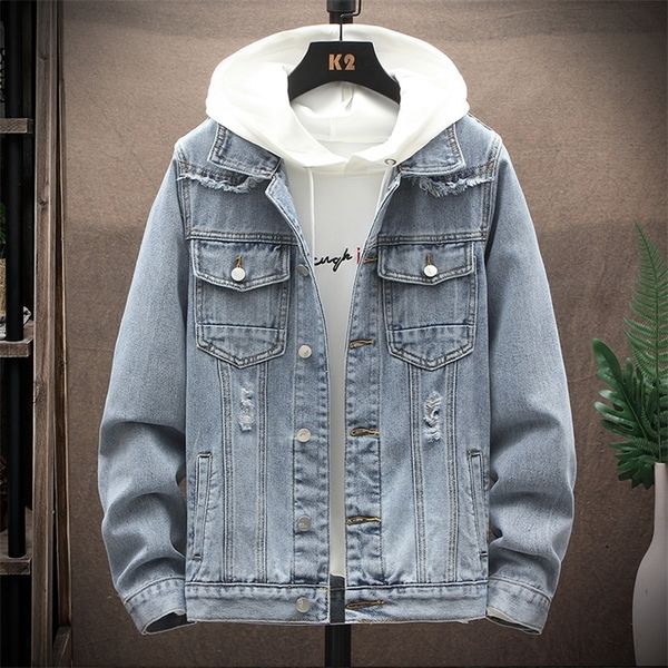 6colors fashion mens denim jackets slim fit mens jeans jacket cotton outwear coat long sleeve hole male clothing size s3xl 220815, Black;brown
6colors fashion mens denim jackets slim fit mens jeans jacket cotton outwear coat long sleeve hole male clothing size s3xl 220815, Black;brown
