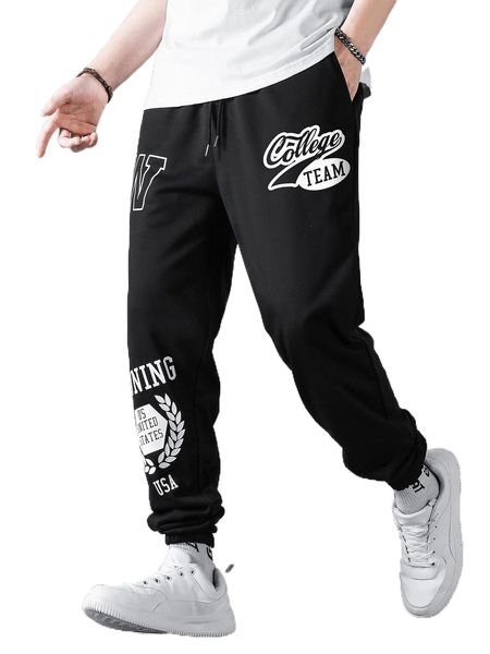 men letter graphic drawstring waist sweatpants d2kk#, Black
men letter graphic drawstring waist sweatpants d2kk#, Black