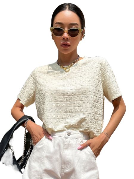 dazy solid textured tee a3hz#, White