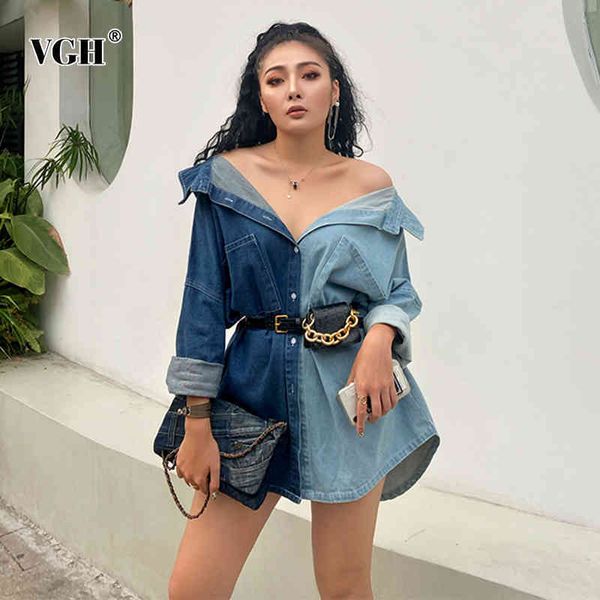 loose patchwork hit color denim shirt for women lapel long sleeve oversized casual blouse female fashion clothing 210507, White
loose patchwork hit color denim shirt for women lapel long sleeve oversized casual blouse female fashion clothing 210507, White