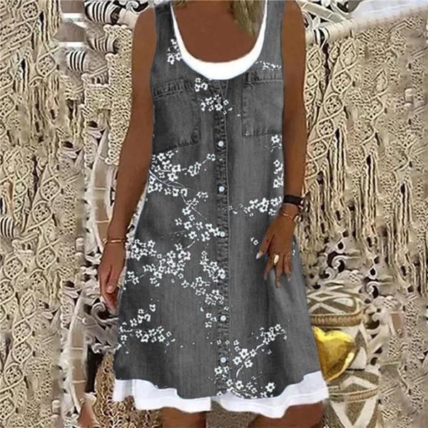 2xl women floral print dress summer casual fake two piece 3d digital printing sundress womens o-neck robe femme, Black;gray
2xl women floral print dress summer casual fake two piece 3d digital printing sundress womens o-neck robe femme, Black;gray