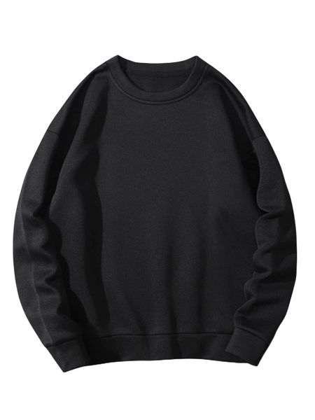 women solid drop shoulder sweatshirt x3pz#, Black