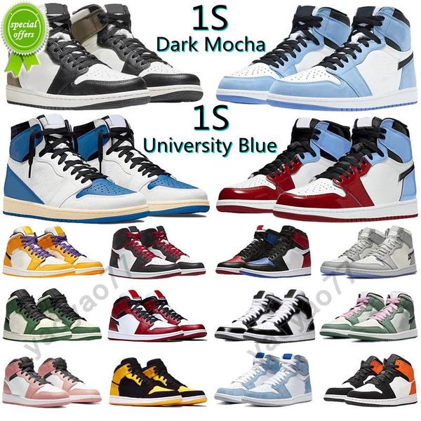 2022 university blue 1 og basketball shoes jumpman 1s high dark mocha unc light smoke grey hyper chicago patent bred royal toe men women, Black
2022 university blue 1 og basketball shoes jumpman 1s high dark mocha unc light smoke grey hyper chicago patent bred royal toe men women, Black