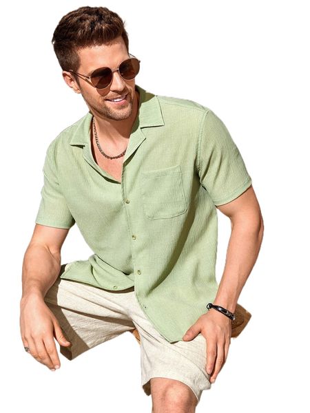 men patched pocket solid shirt 528k#, White;black 
men patched pocket solid shirt 528k#, White;black