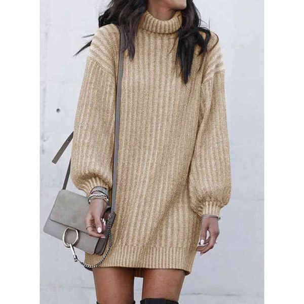 women casual sweater pit strip knitted dress lantern sleeve turtleneck solid warm high street pullover 2021 winter fashion dress t220804, Black;gray
women casual sweater pit strip knitted dress lantern sleeve turtleneck solid warm high street pullover 2021 winter fashion dress t220804, Black;gray