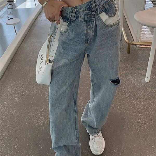 yedinas vintage asymmetrical waist hole straight jeans womens loose denim pants casual wide leg pants streetwear mom jeans 220331, Blue
yedinas vintage asymmetrical waist hole straight jeans womens loose denim pants casual wide leg pants streetwear mom jeans 220331, Blue