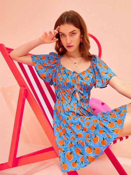 x queen aubergine fruit print tie front dress s8sy#, Black;gray
x queen aubergine fruit print tie front dress s8sy#, Black;gray