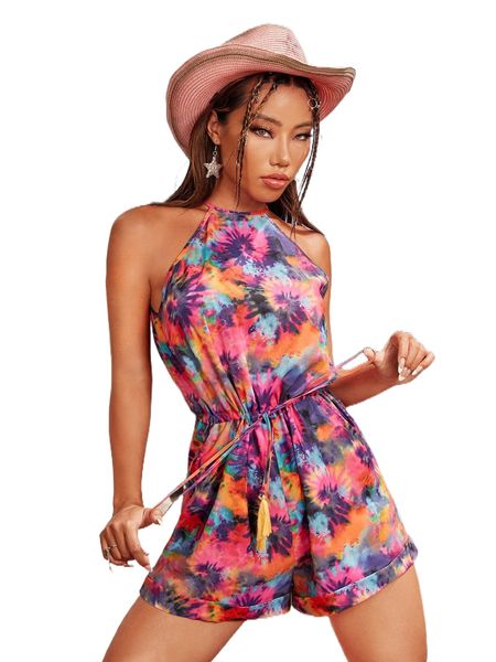 x thegypsygoddess tie dye tassel tie drawstring waist halter romper q4ux#, Black;white
x thegypsygoddess tie dye tassel tie drawstring waist halter romper q4ux#, Black;white