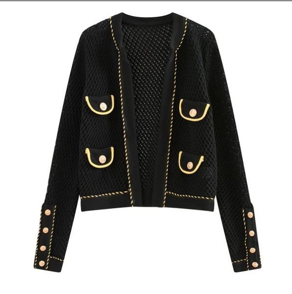 512 2022 summer kint short sleeve v neck brand same style sweater cardigan black white luxury womens clothes weikey, White;black
512 2022 summer kint short sleeve v neck brand same style sweater cardigan black white luxury womens clothes weikey, White;black