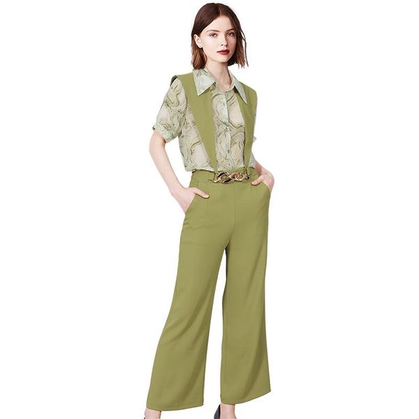 women's two piece pants light mature wind fashion trend two-piece 2022 summer women's printed shirt casual set, White
women's two piece pants light mature wind fashion trend two-piece 2022 summer women's printed shirt casual set, White