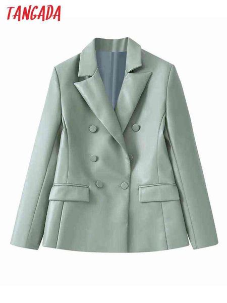 suit tangada women 2022 fashion green faux leather blazer coat vintage double b, White;black
suit tangada women 2022 fashion green faux leather blazer coat vintage double b, White;black
