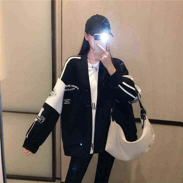 long sleeved sweater coat women's loose korean spring and autumn 202 new lazy style printed bomber top, Black;brown
long sleeved sweater coat women's loose korean spring and autumn 202 new lazy style printed bomber top, Black;brown