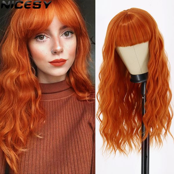 costume accessories synthetic long wave orange wig with bangs natural high temperature role-playing wig suitable for white/black women cospl, Silver
costume accessories synthetic long wave orange wig with bangs natural high temperature role-playing wig suitable for white/black women cospl, Silver