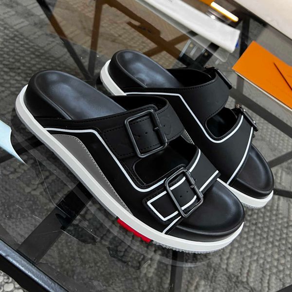 luxury designer men sandals trainer mule summer outdoor fashion mens buckles metallic leather slipper sandal slides beach shoe size 3542, Black
luxury designer men sandals trainer mule summer outdoor fashion mens buckles metallic leather slipper sandal slides beach shoe size 3542, Black