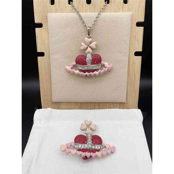 empress dowager vivian pink peach heart red love baking paint saturn necklace brooch -- e8011, Silver
empress dowager vivian pink peach heart red love baking paint saturn necklace brooch -- e8011, Silver