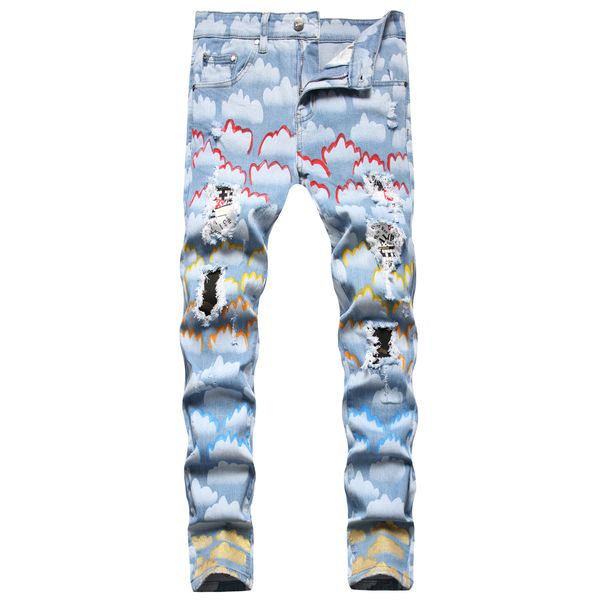 patch jeans men hole slim fit jeans cloud print straight biker denim pants big size motocycle men's hip hop trousers for male, Blue
patch jeans men hole slim fit jeans cloud print straight biker denim pants big size motocycle men's hip hop trousers for male, Blue
