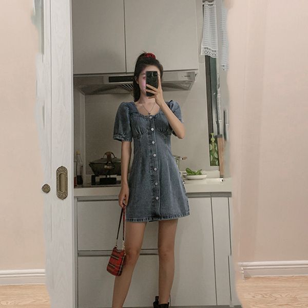 jean dress summer french temperament goddess fan a-word skirt square collar bubble sleeve, Black;gray
jean dress summer french temperament goddess fan a-word skirt square collar bubble sleeve, Black;gray
