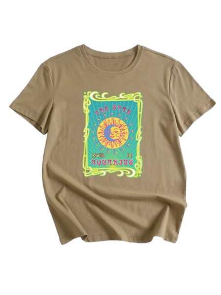 romwe x la luz sun & moon graphic tee l6sl#, White
romwe x la luz sun & moon graphic tee l6sl#, White