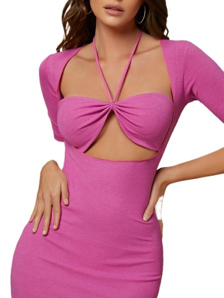 exposed front halter tie bodycon dress s4o4#, Black;gray
exposed front halter tie bodycon dress s4o4#, Black;gray