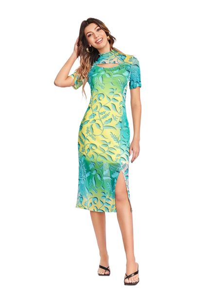 x flor by lo plant print cut out split hem dress & cami dress u0of#, White
x flor by lo plant print cut out split hem dress & cami dress u0of#, White