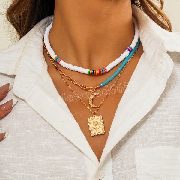 boho square flower moon pendant necklaces for women multi layered crystal beads choker necklaces set jewelry collier, Silver
boho square flower moon pendant necklaces for women multi layered crystal beads choker necklaces set jewelry collier, Silver