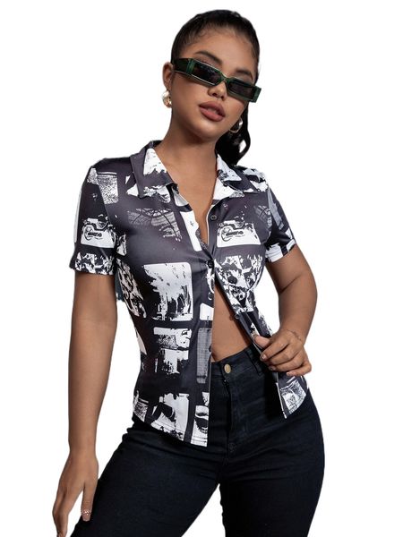 motorcycle & figure graphic button through tee u3n0#, White
motorcycle & figure graphic button through tee u3n0#, White