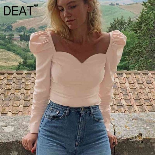 deat spring summer fashion casual temperament square collar female slim french black long sleeve t-shirt sj966 210709, White
deat spring summer fashion casual temperament square collar female slim french black long sleeve t-shirt sj966 210709, White