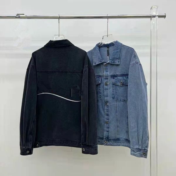 men's and women's casual retro jacket washed denim outerwear fashion classic embroidered letter jacket, Black;brown
men's and women's casual retro jacket washed denim outerwear fashion classic embroidered letter jacket, Black;brown