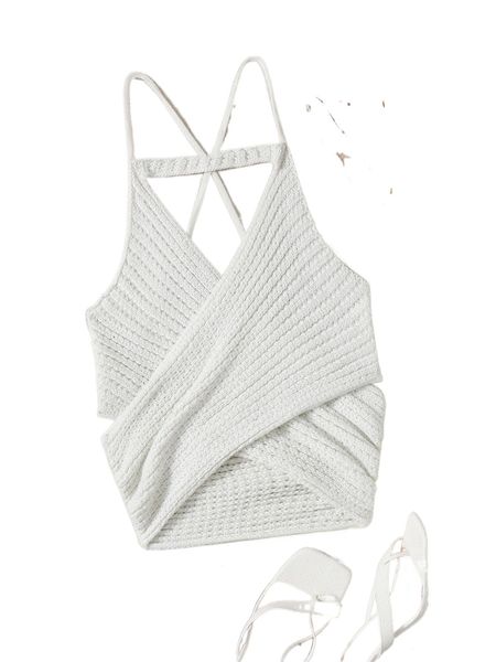 crisscross back cut out wrap knit f9ce#, White;black