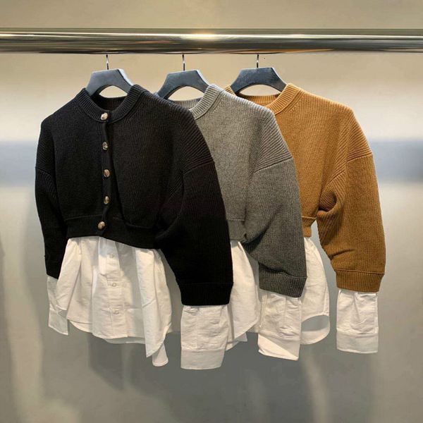 women's sweaters dangjia autumn and winter round neck single breasted back hollowed out contrast color splicing fake two sweaters mediu, White;black
women's sweaters dangjia autumn and winter round neck single breasted back hollowed out contrast color splicing fake two sweaters mediu, White;black
