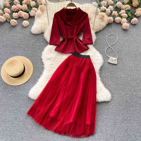 two piece dress light mature style suit women's elegant temperament collar lace up waist two-piece set high mesh skirt ffq3, White
two piece dress light mature style suit women's elegant temperament collar lace up waist two-piece set high mesh skirt ffq3, White