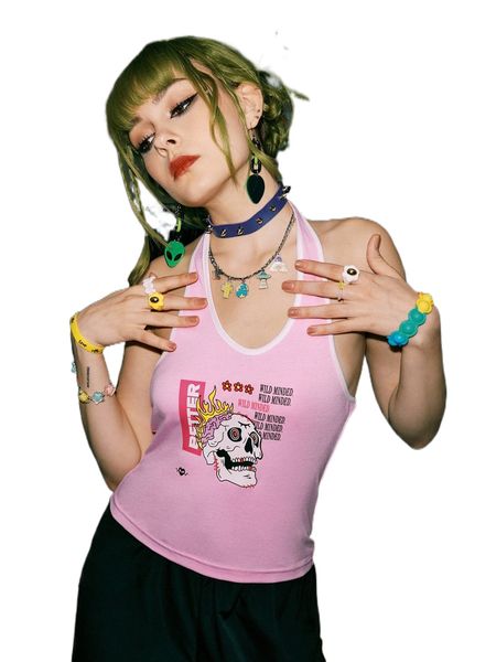 romwe x pomoi street life skull & letter graphic contrast binding halter f6su#, White
romwe x pomoi street life skull & letter graphic contrast binding halter f6su#, White