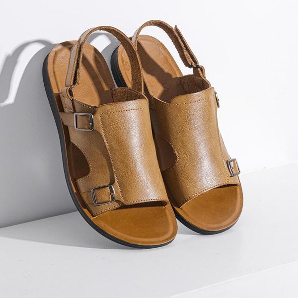 sandals classic summer men's genuine leather lightweight and breathable beach shoes men slides, Black
sandals classic summer men's genuine leather lightweight and breathable beach shoes men slides, Black