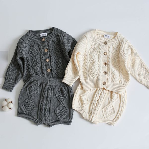 brand cotton boys girls baby knit sweater cardigan + shorts suit autumn winter children clothing baby clothes suit 220322, White
brand cotton boys girls baby knit sweater cardigan + shorts suit autumn winter children clothing baby clothes suit 220322, White