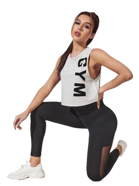 letter graphic sports tank n9qn#, Gray 
letter graphic sports tank n9qn#, Gray
