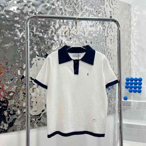 women's t-shirt 22 summer new small fragrance letter three-dimensional printing lapel contrast color, White
women's t-shirt 22 summer new small fragrance letter three-dimensional printing lapel contrast color, White