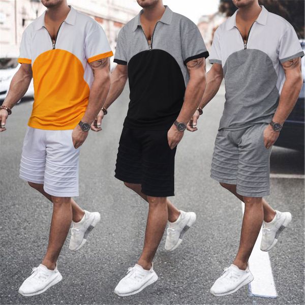 mens tracksuits designer fashion street clothes summer new zipper lapel t shirt short sleeve shorts men's set 2-piece t-shirt and pants, Gray
mens tracksuits designer fashion street clothes summer new zipper lapel t shirt short sleeve shorts men's set 2-piece t-shirt and pants, Gray