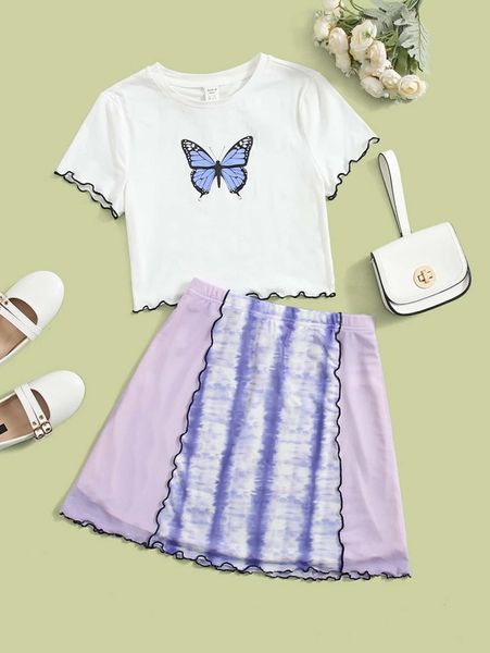 sheen teenage girls butterfly pattern fungus edge and tie dyed skirt set she, White
sheen teenage girls butterfly pattern fungus edge and tie dyed skirt set she, White