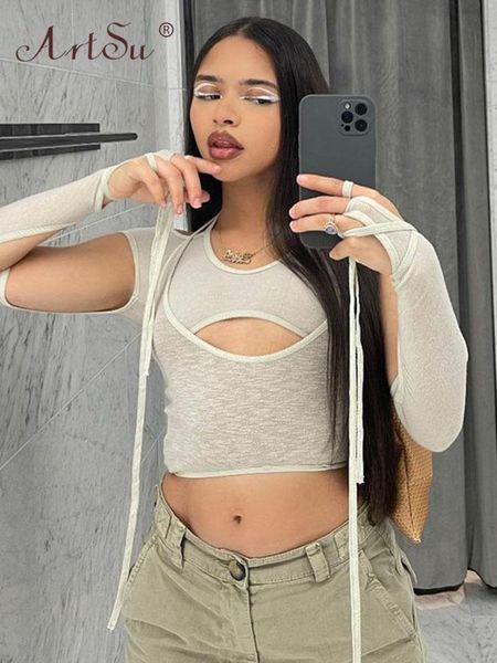 artsu fashion hollow out bandage 2 piece set t shirts women halter cut sleeve lace up crop andyts452 220714, White
artsu fashion hollow out bandage 2 piece set t shirts women halter cut sleeve lace up crop andyts452 220714, White