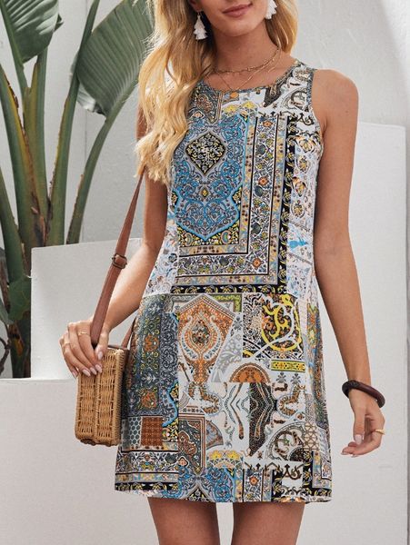 ditsy floral & patchwork print dress z7gu#, Black;gray