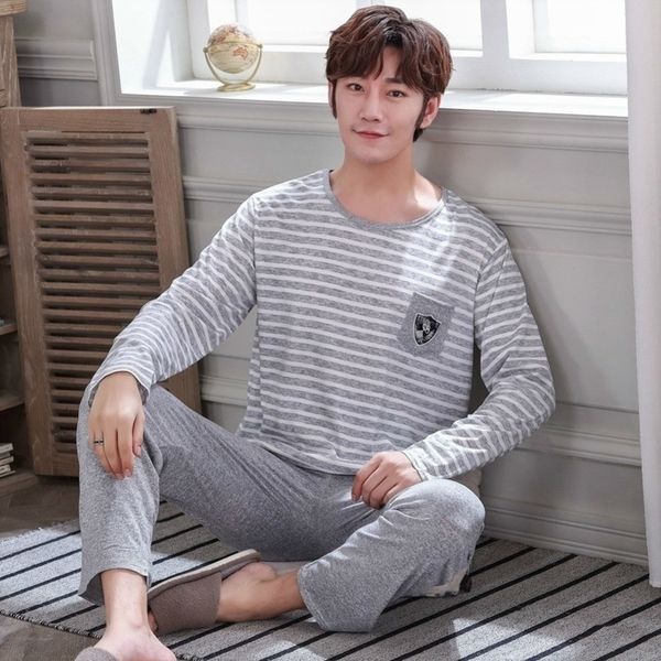 wontive mens pajama set spring and autumn long sleeve crew neck pijama for home service pyjamas suit male sleep clothing y200422, Black;brown
wontive mens pajama set spring and autumn long sleeve crew neck pijama for home service pyjamas suit male sleep clothing y200422, Black;brown
