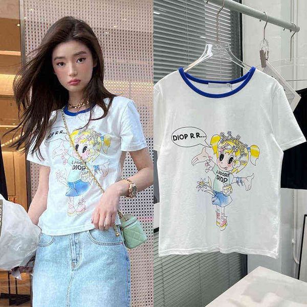 spring and summer blonde little girl print round neck short sleeve cotton t-shirt female age reducing versatile college style, White
spring and summer blonde little girl print round neck short sleeve cotton t-shirt female age reducing versatile college style, White