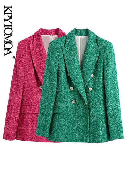 kpytomoa women fashion double breasted tweed green blazer jacket vintage long sleeves flap bags female outerwear chic vest j220813, White;black
kpytomoa women fashion double breasted tweed green blazer jacket vintage long sleeves flap bags female outerwear chic vest j220813, White;black