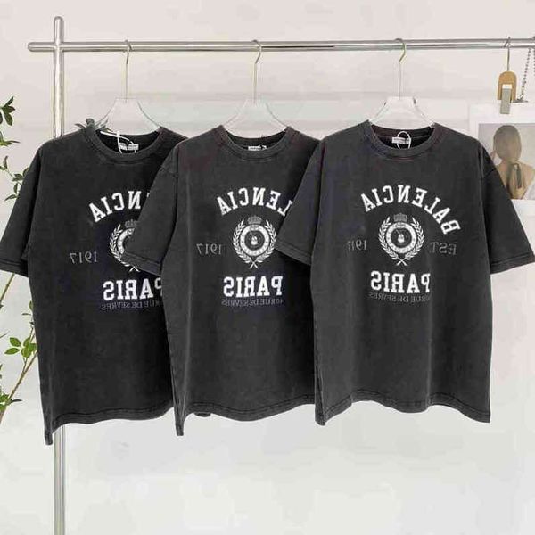 new deisgner fashion brand paris b home balenciga balanciagas washed wheat crown short sve t-shirt men and women lovers letter printed vinta, White;black
new deisgner fashion brand paris b home balenciga balanciagas washed wheat crown short sve t-shirt men and women lovers letter printed vinta, White;black
