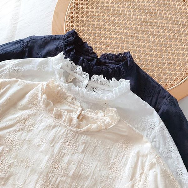 spring autumn sweet court shirt embroidery blouse women clothing solid color ruffled collar long sleeved female u372, White
spring autumn sweet court shirt embroidery blouse women clothing solid color ruffled collar long sleeved female u372, White