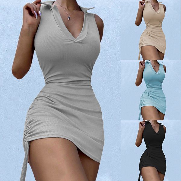 casual dresses solid color v neck sleeveless drawstring bodycon pleated dress sesy party club dresses s-xxxl, Black;gray
casual dresses solid color v neck sleeveless drawstring bodycon pleated dress sesy party club dresses s-xxxl, Black;gray